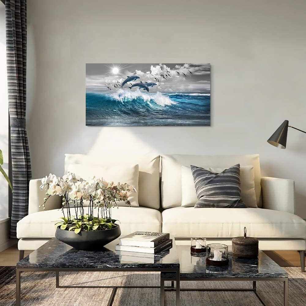 Elegant 40'' x 20'' Blue Sea Canvas Art - Perfect Wall Décor for Home or Office