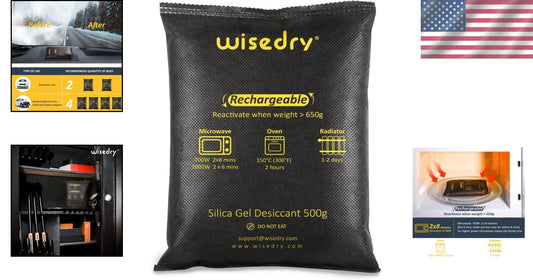 Large 4 x 500g Silica Gel Moisture Absorber Bags - Safe & Reusable Dehumidifier