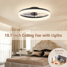 Load image into Gallery viewer, Smart Low Profile Ceiling Fan Light with Remote &amp; Dual Memory - Black Elegance
