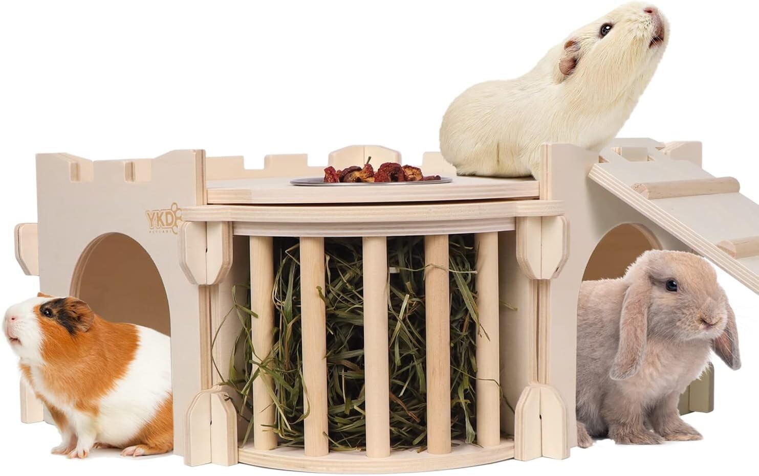 Multi-Entry Wooden Hideout for Guinea Pigs, Rabbits, Hedgehogs - Cozy Retreat