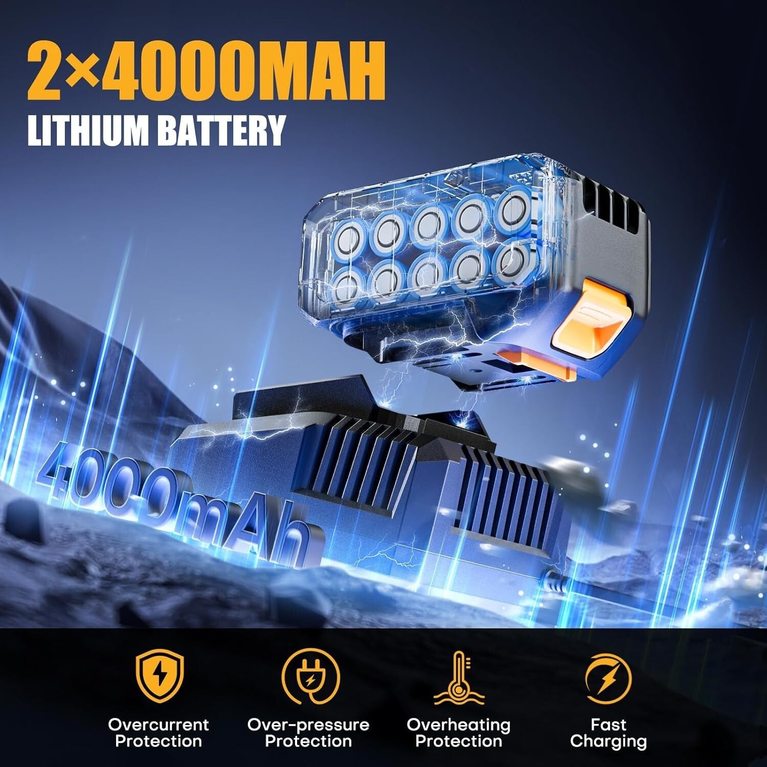 Cordless High Torque Brushless Impact Wrench 740Ft-lbs with 2 Batteries & Cha...