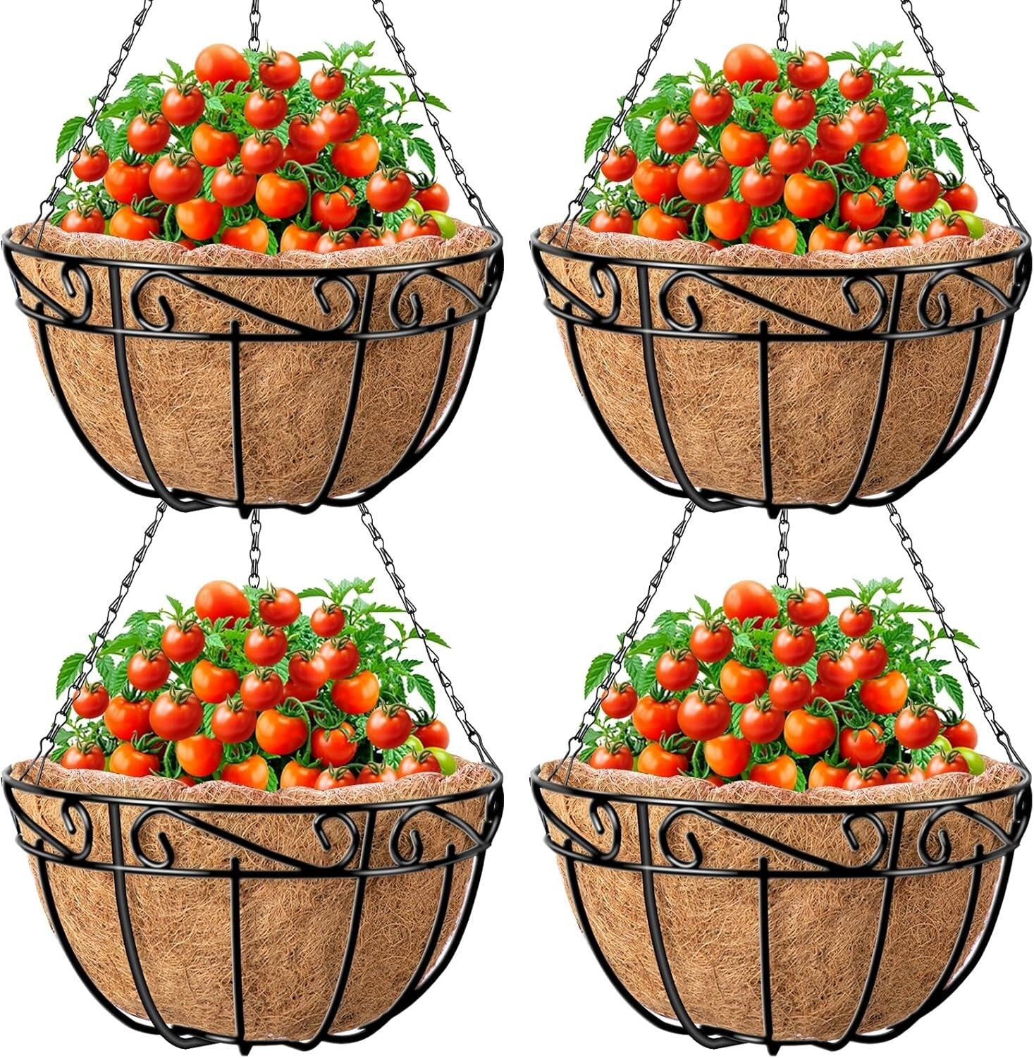 Durable 14 Inch Rustproof Metal Hanging Planters - Perfect for Home & Garden