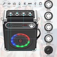 Load image into Gallery viewer, All-in-One PA System with Remote Control, Disco Lights, and Wireless Microphones