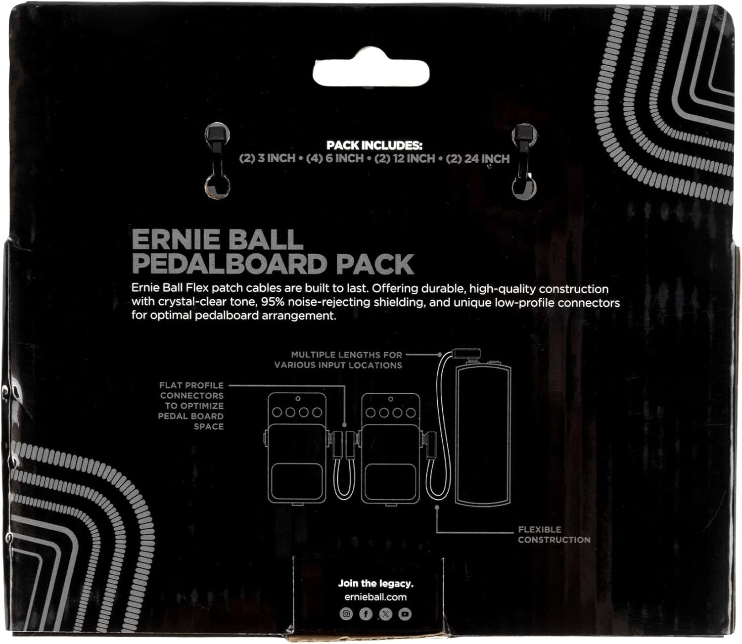 Durable 10-Pack Flex Patch Cables with Low-Profile Connectors for Effects Pedals