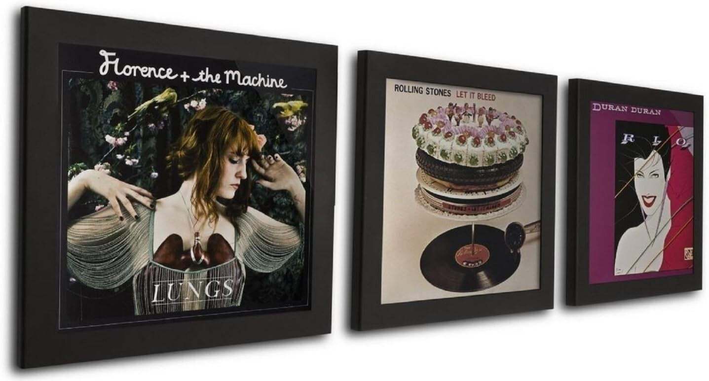 Durable Acrylic Record Frames - 3 Pack with Simple Installation & UV Block
