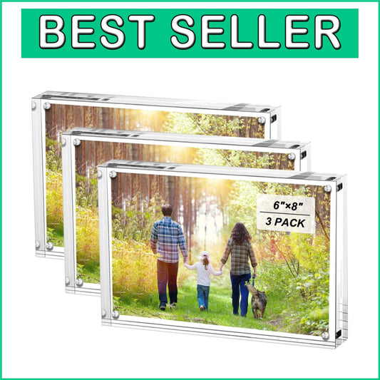 Elegant 6x8 Inch Acrylic Picture Frame Set - Double-Sided & Freestanding Display