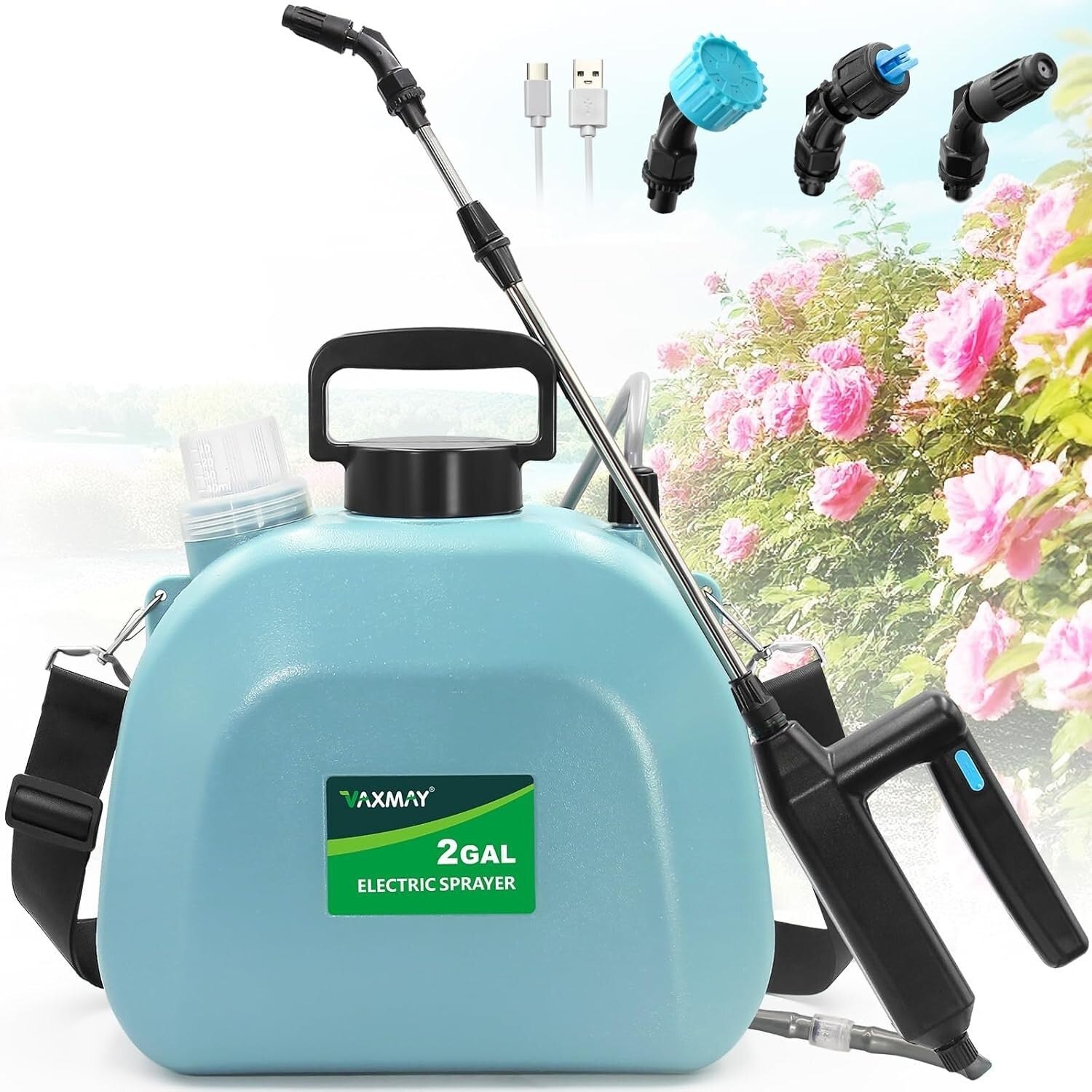 Durable Electric Lawn Sprayer - 2 Gallon Capacity with Versatile Nozzle Options
