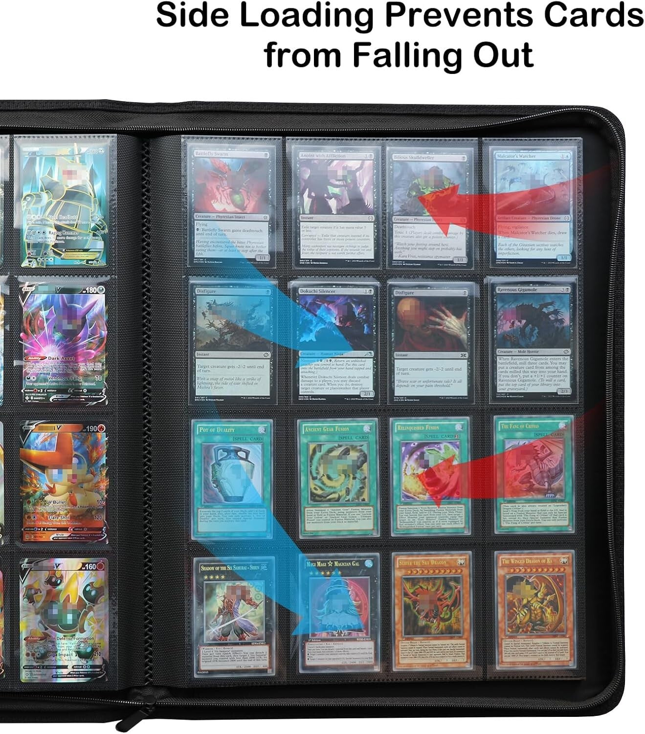 Water-Resistant 16-Pocket Trading Card Album - Secure Zip Closure Holder