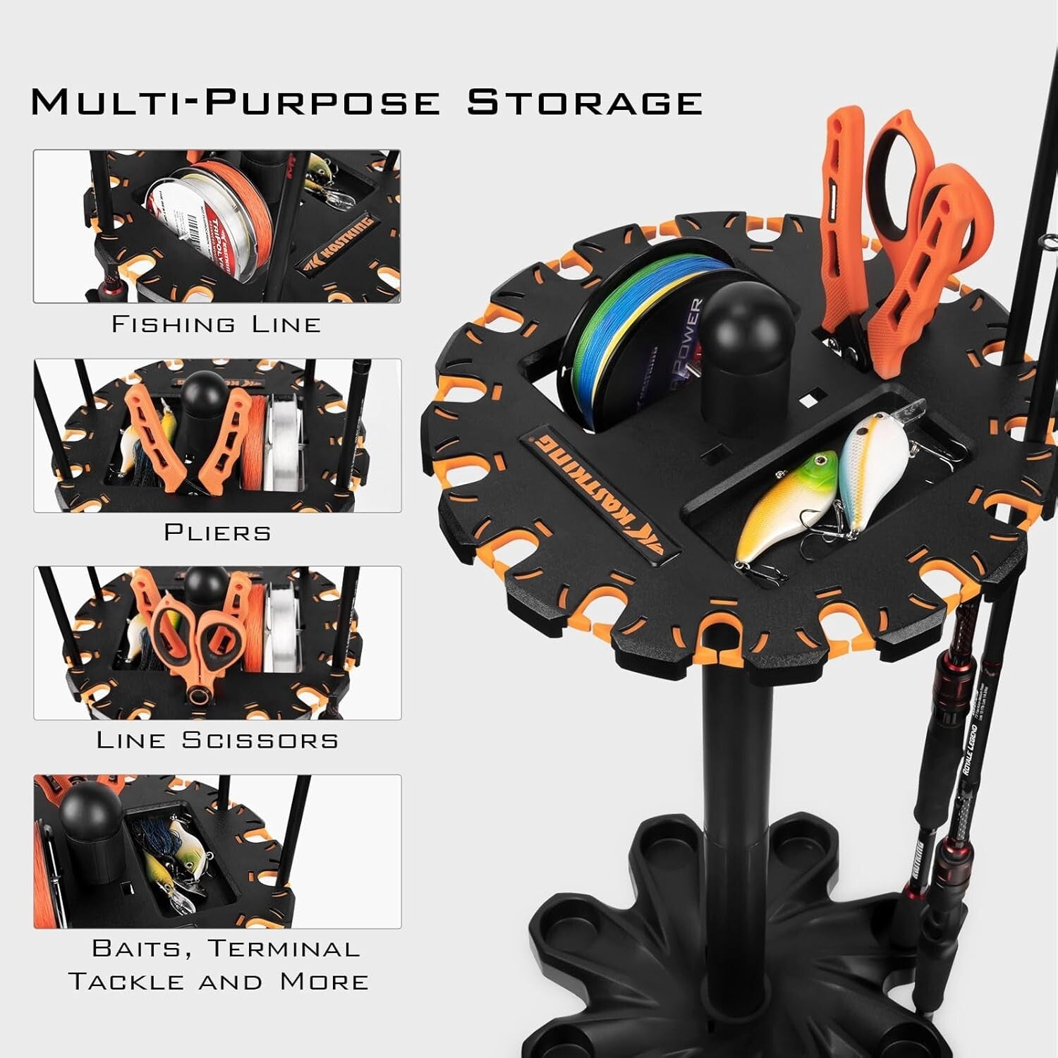 Durable V16 Fishing Pole Rack - Freestanding Design Holds 16 Rods Effortlessly