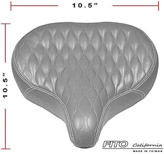 Stylish Faux Leather Beach Cruiser Saddle with Spring Cushioning - Black & White