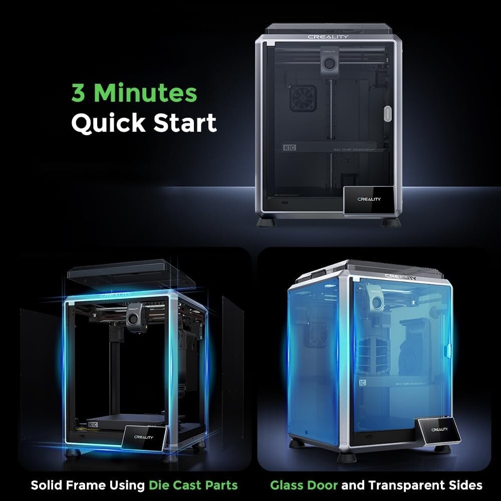 2024 Creality 3D Printer - Fast 600mm/s with Auto Leveling & Clog-Free Extruder