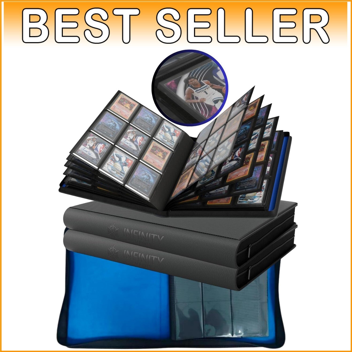 Easy Flip Dual-Sided Top Loader Binder for Non-Graded Cards - 288 Cards Capacity