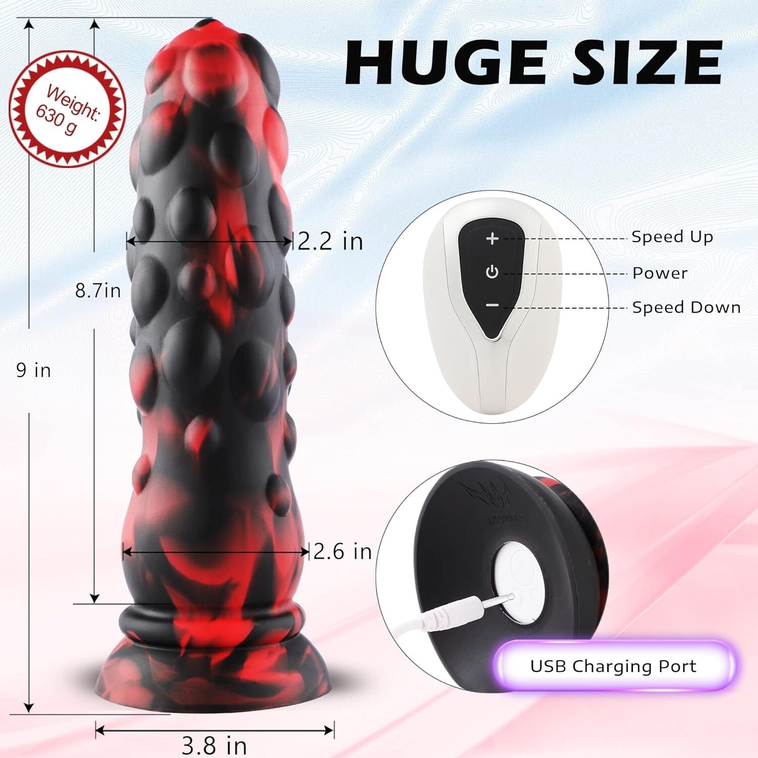 XL Fantasy Knot Dildo - 10 Vibrations, Realistic Silicone Pleasure Toy for Women