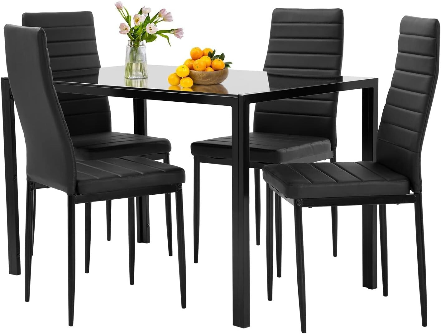 Compact Modern Dining Table Set with Upholstered Chairs - Perfect for Cozy Homes