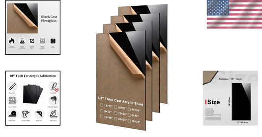 High-Quality 12x24 Plexiglass Black Acrylic Sheets - Perfect for Custom Projects