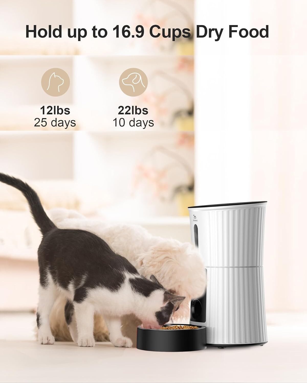 BPA-Free Wi-Fi Dry Food Dispenser for Cats & Small Dogs - 20 Days of Freshness