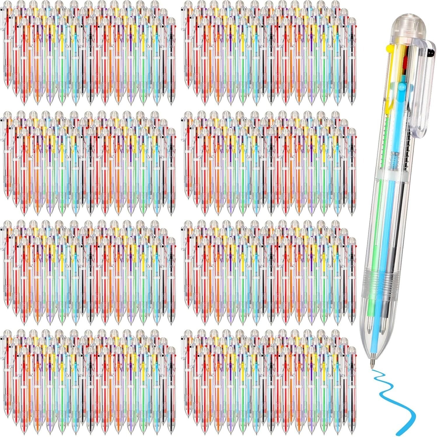 150-Piece 6-in-1 Multicolor Retractable Ballpoint Pens - Fun for School & Office