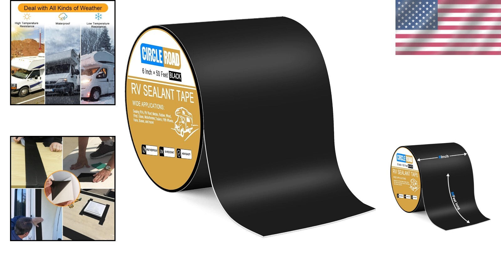 Flexible 6In-50FT Butyl Sealant Tape - Perfect for RV Roof and Outdoor Repairs