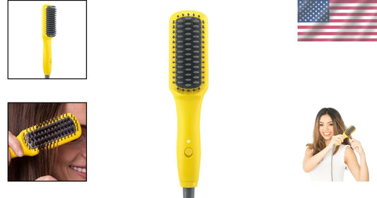 Versatile Mini Straightening Paddle Brush - Yellow Corded Electric Hair Tool