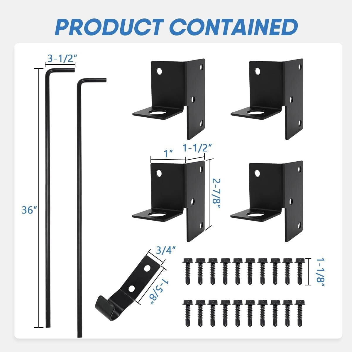 Cane Bolt Heavy Duty Gate Rod 36 Inch - Locking Double Door Set for Security