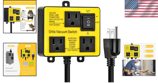Dual Outlet Automatic Vacuum Switch with Delay - Cleaner Workspaces, Safer Tools