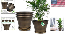 Load image into Gallery viewer, Stylish Resin Plant Pots 16-Inch with Drainage Holes - Dark Gold, Set of 4