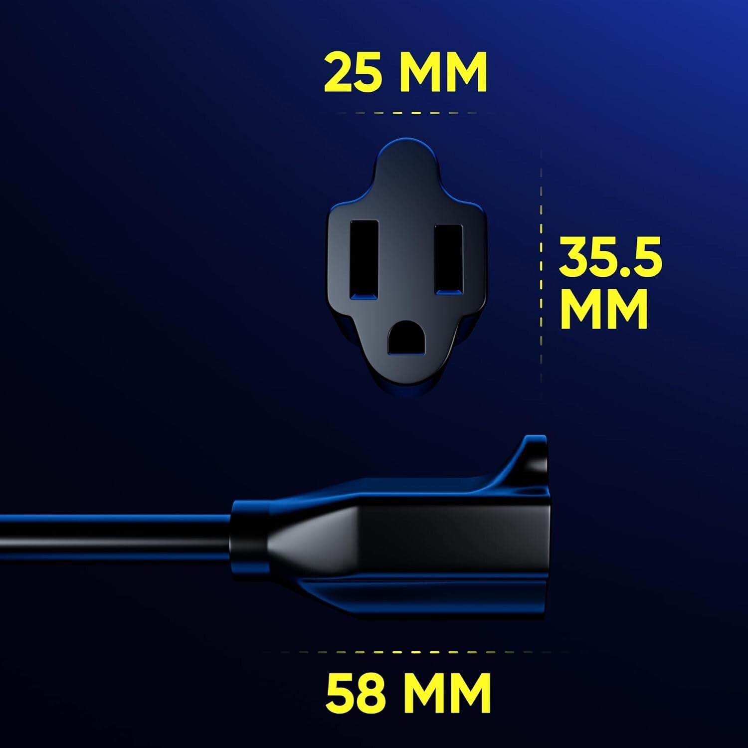 5 Pack 360° Rotating Flat Plug Extension Cord - Space-Saving Power Solution