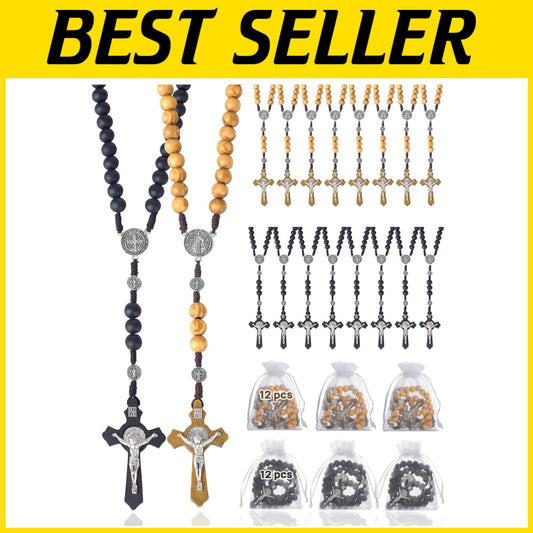 Premium Handmade Catholic Rosaries - 24 Pack for Baptisms & Special Moments