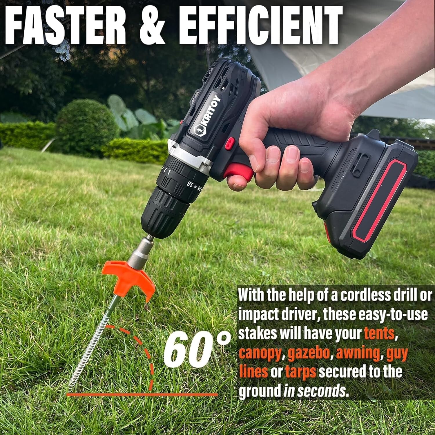 Outdoor Essential: 30 Heavy Duty Screw-In Tent Stakes with Sturdy Storage Bag