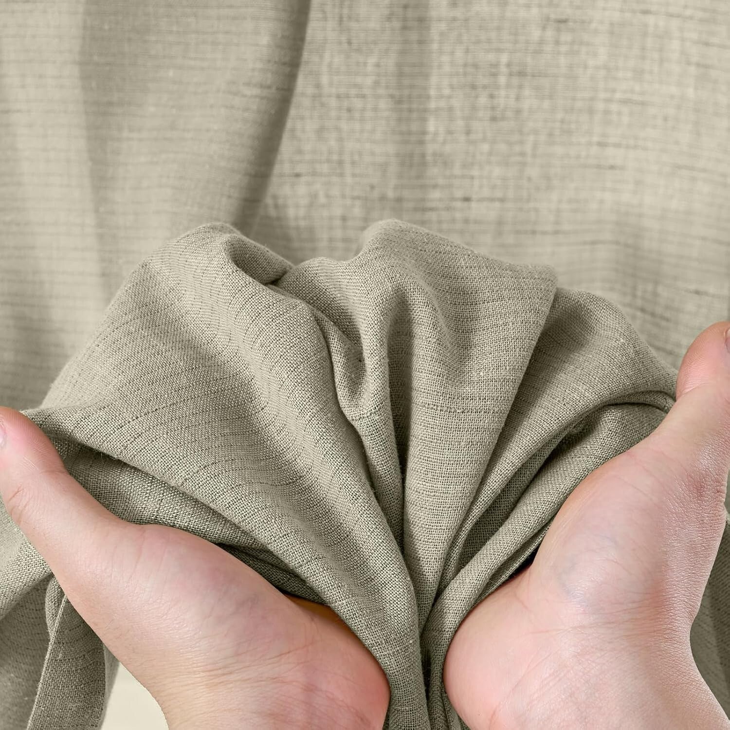 Elegant Light Green Linen Blend Curtains - 84" Long for Rustic Living Spaces