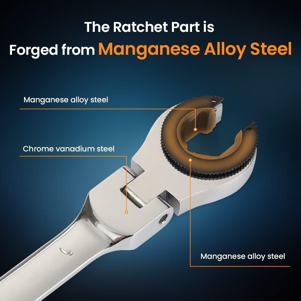 Professional 12PCS Flex-head Ratchet Wrench Set - Effortless Access & Torque