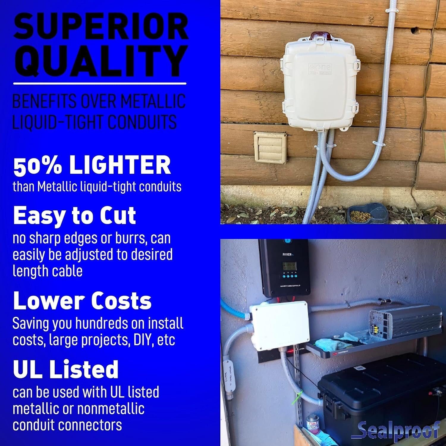 Flexible 100ft Non-Metallic Electrical Conduit, 3/4" Diameter, Easy Install