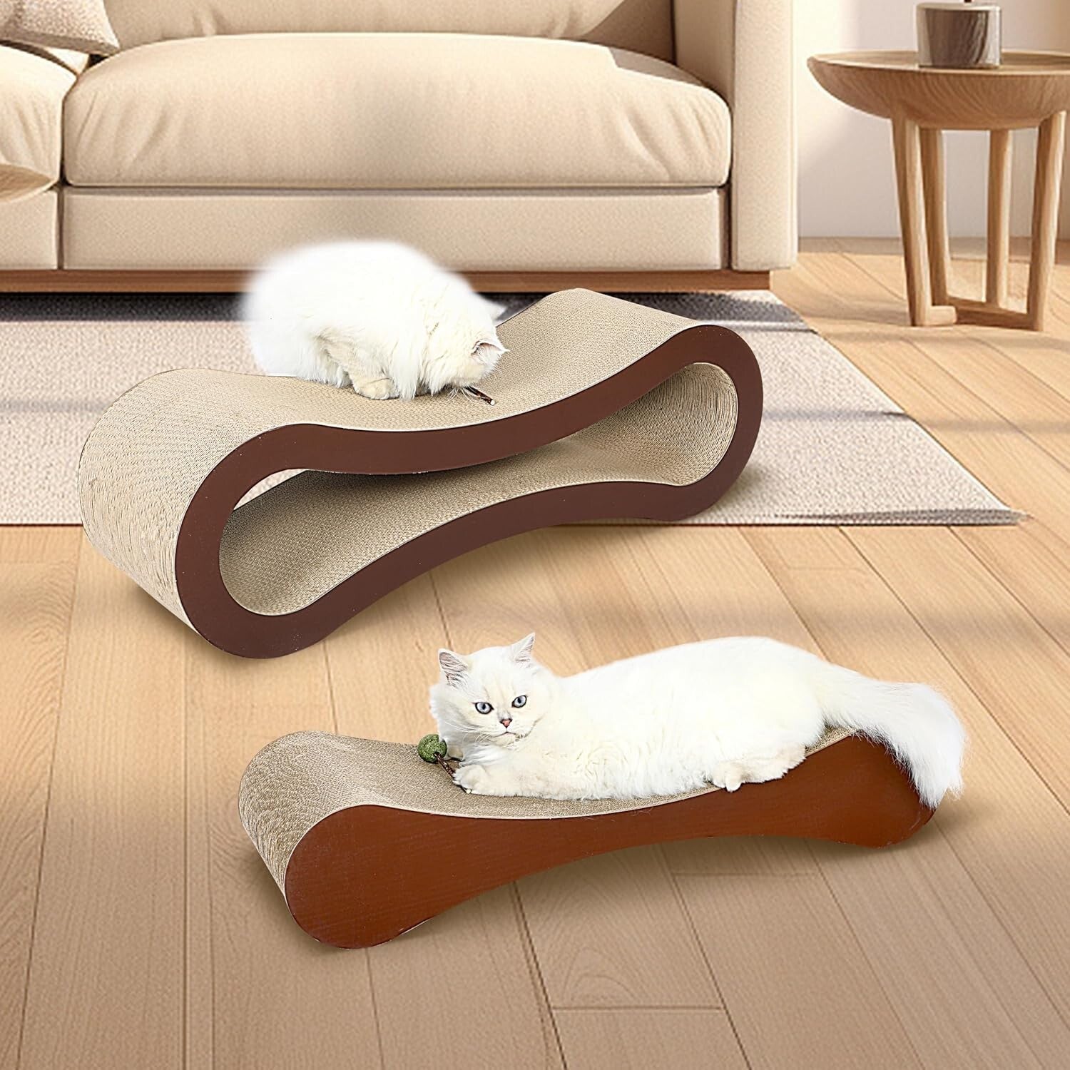 2-in-1 X-Large Cat Scratcher Cardboard with Cozy Lounge & Stylish Infinity Shape