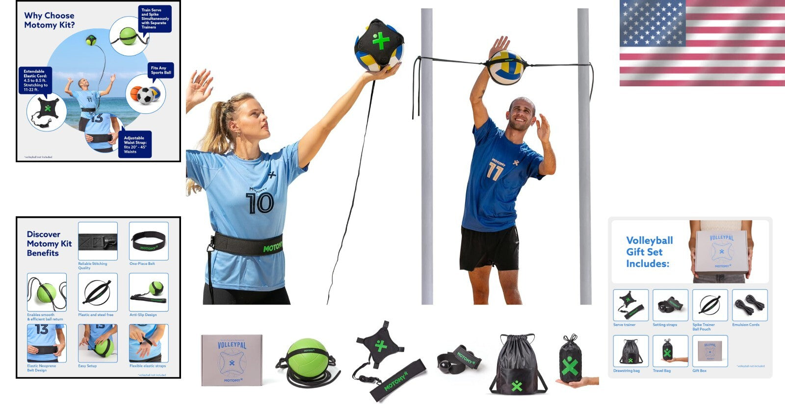 Durable Volleyball Training Equipment with Adjustable Belt & Long Elastic Cord