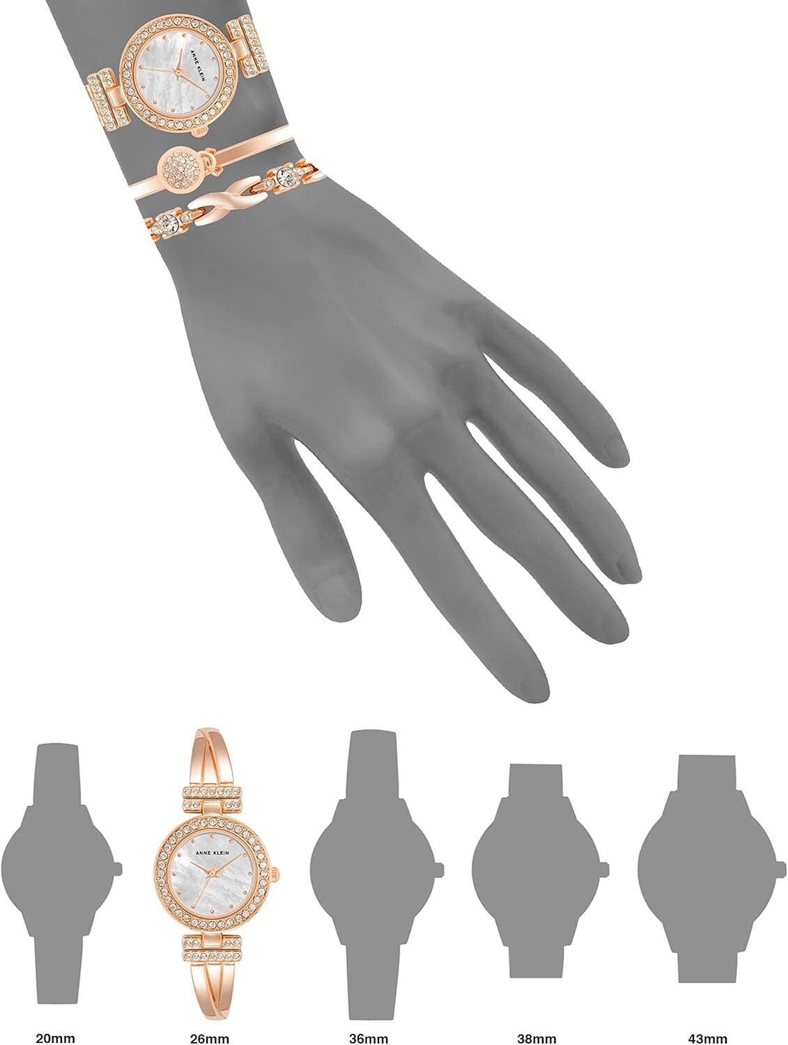 Women’s Adjustable Crystal Bangle Watch & Two Bracelets Set – Chic and Stylish