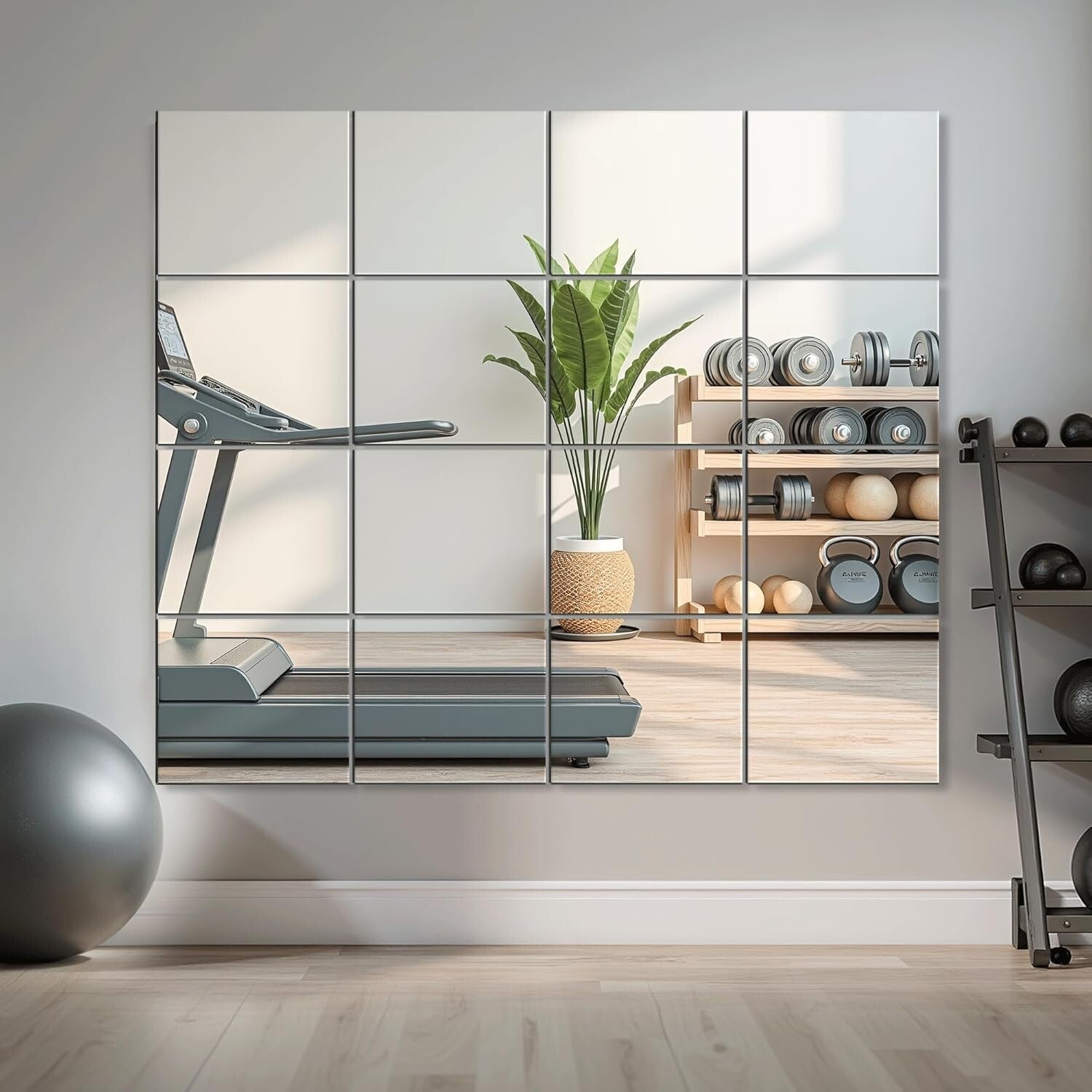 Elegant Frameless Glass Mirror Tiles - 16 Functional Pieces for Home Decor