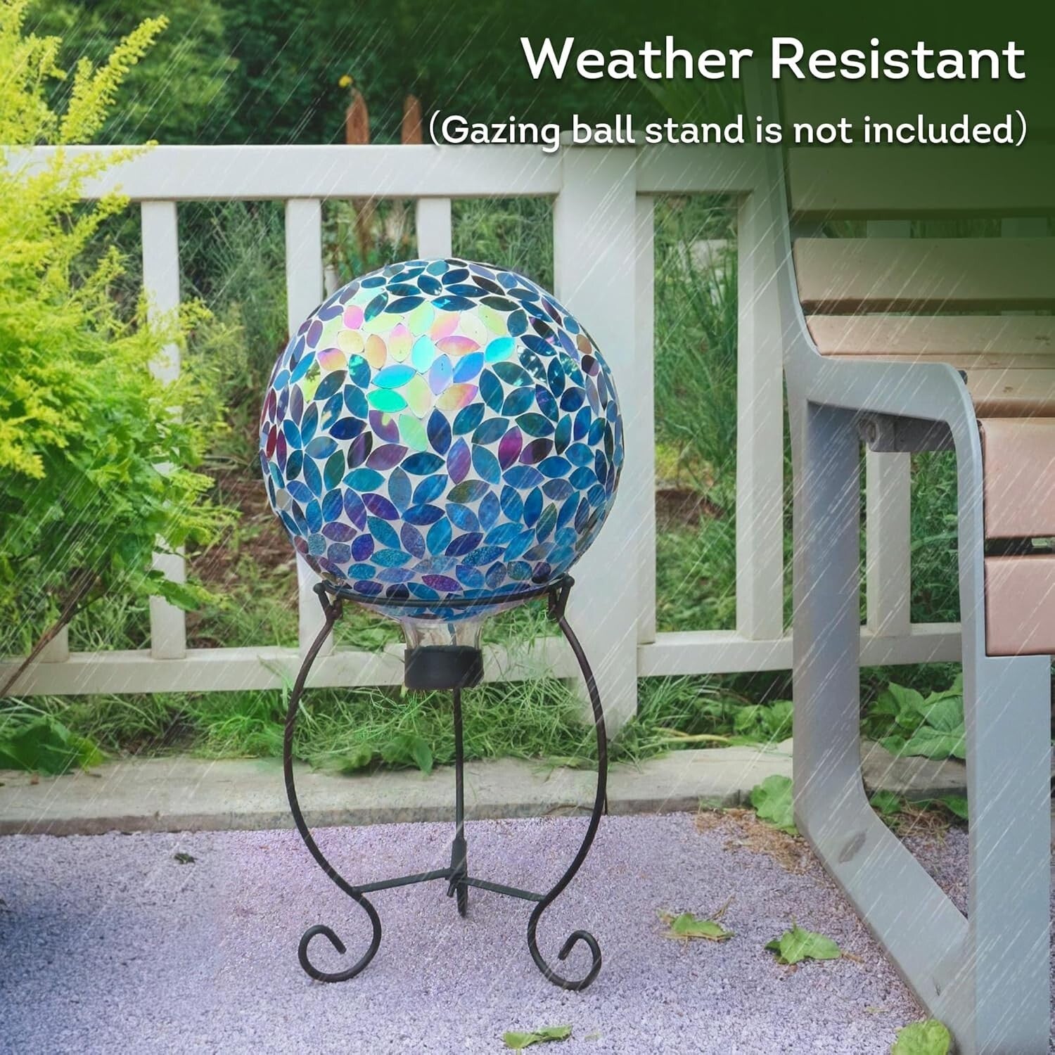 10-inch Artistic Mosaic Gazing Ball – Tranquil Lighting for Outdoor Spaces