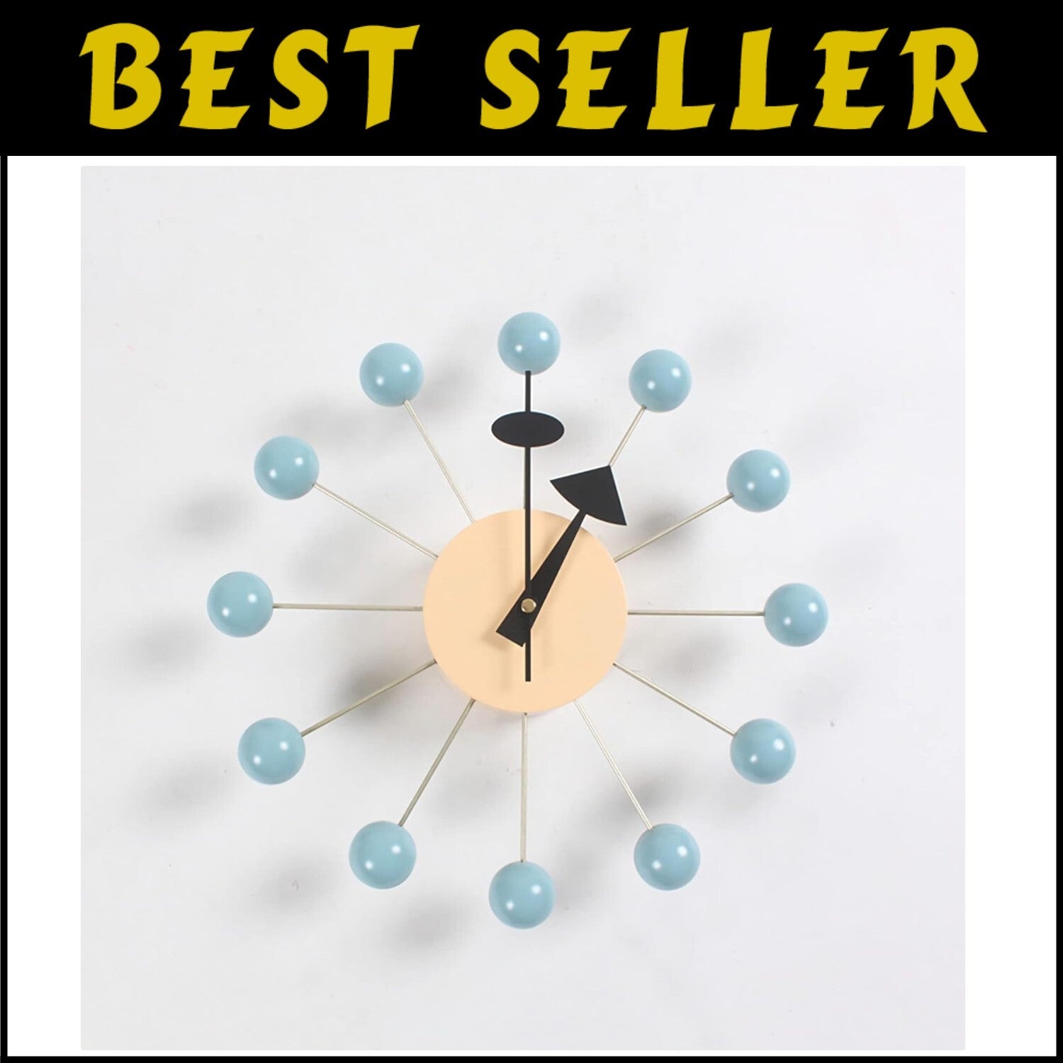 Artistic Blue Wall Clock with Non-Ticking Quartz Movement - 12.99" Diameter