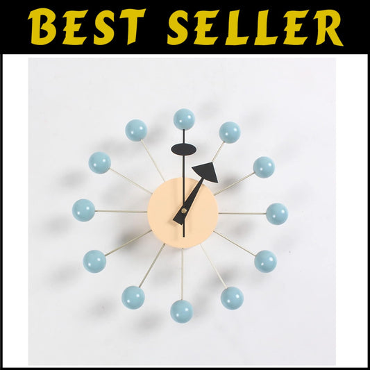 Artistic Blue Wall Clock with Non-Ticking Quartz Movement - 12.99" Diameter