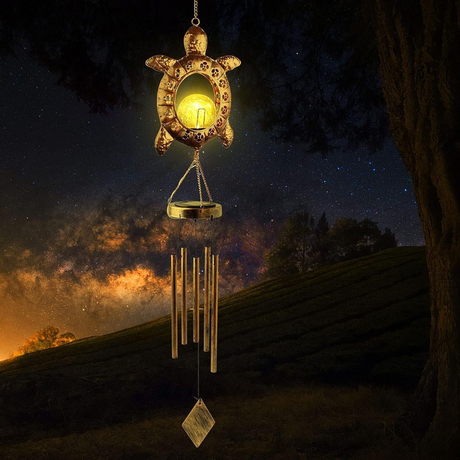 Durable Solar Turtle Wind Chimes - Soothing Melodies for Outdoor Spaces