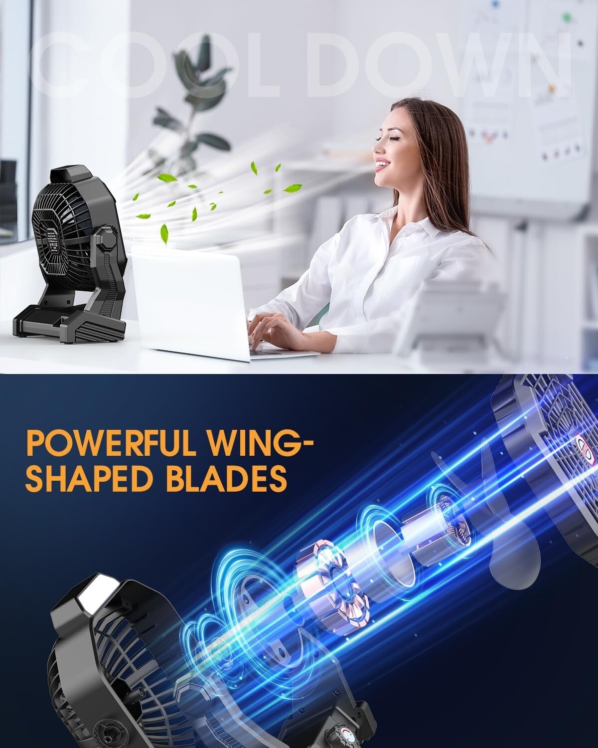 7W Solar-Powered Tent Fan with Bladeless Design & LED Light - Perfect for BBQs