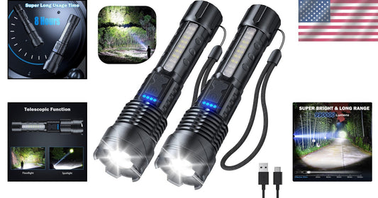 High Performance Rechargeable LED Flashlight Set - Perfect for Camping & Hiking