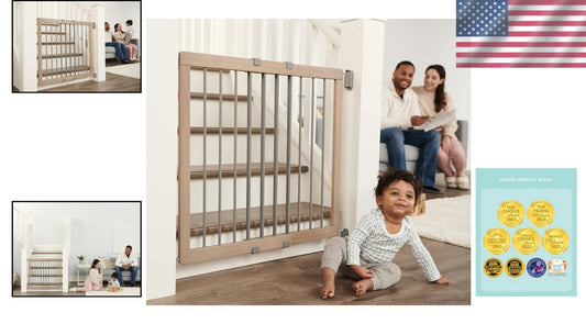 Elegant Walk-Through Baby Safety Gate - 30-Inch Height, Easy Assembly & Stylish
