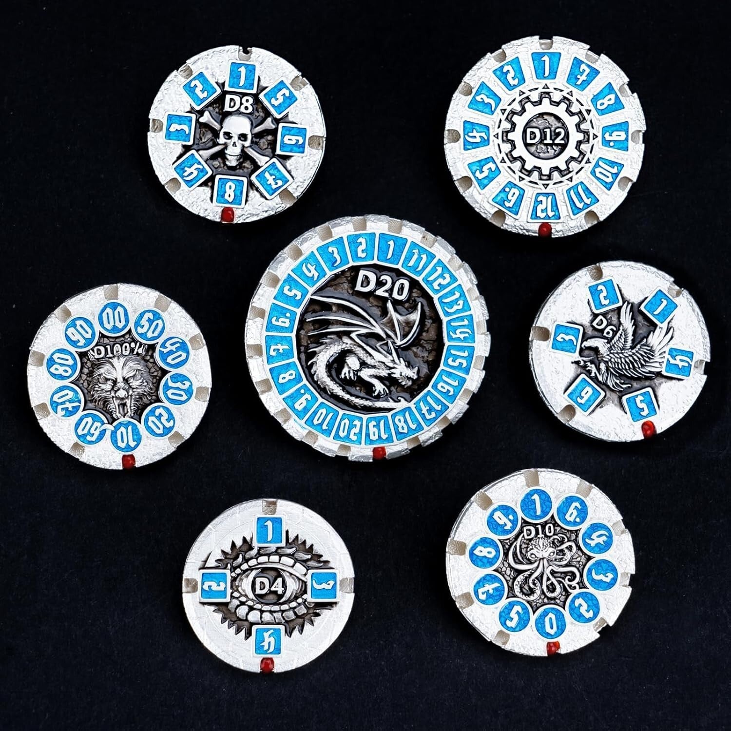 Exquisite Polyhedral Dungeons and Dragons Dice Set - Skull Design with Box