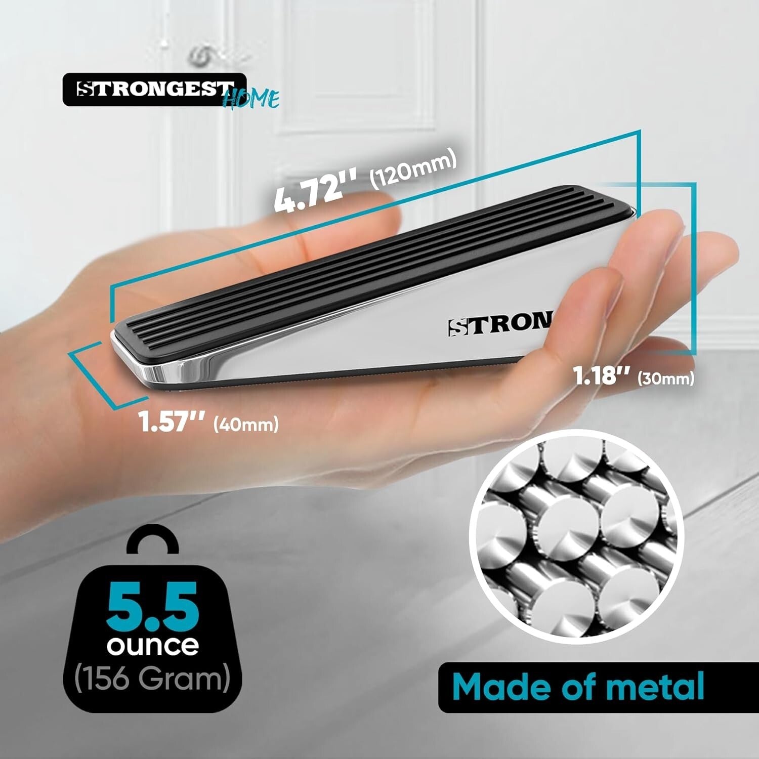 Modern Heavy-Duty Door Stop Set - Zinc Construction & Wall Protectors Included