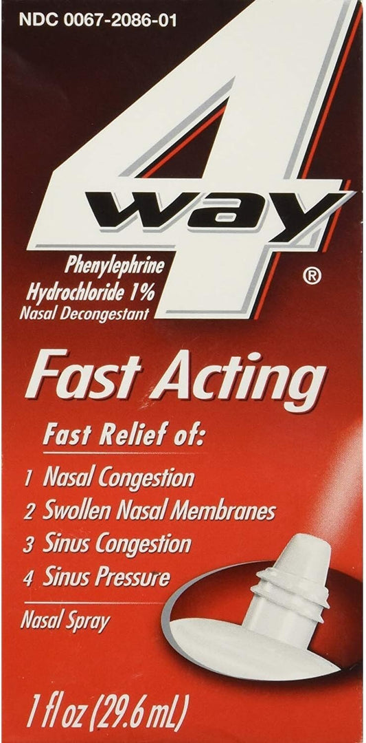 Fast-Acting 4-Way Nasal Spray - 6 Pack, Relief for Nasal Congestion & Allergies