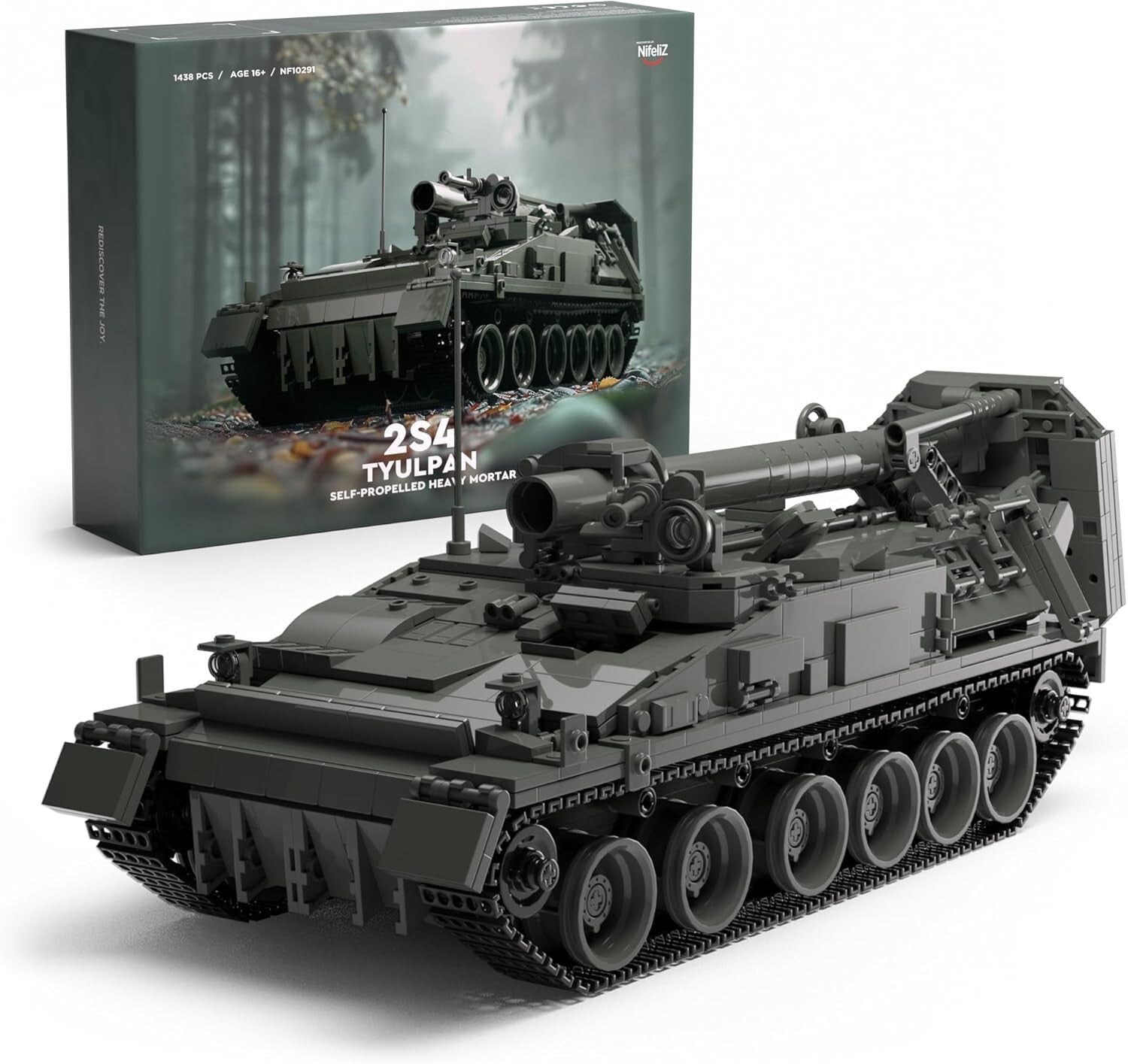 Detailed Self-Propelled 2S4 Tank Model – 1,438 PCS for Home or Office Decor