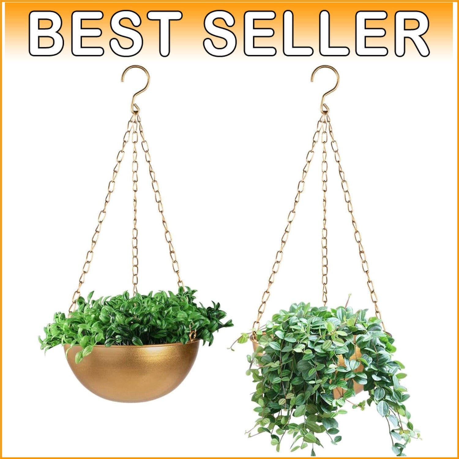Elegant 10-Inch Gold Hanging Plant Pot - Perfect for Mid Century Modern Decor