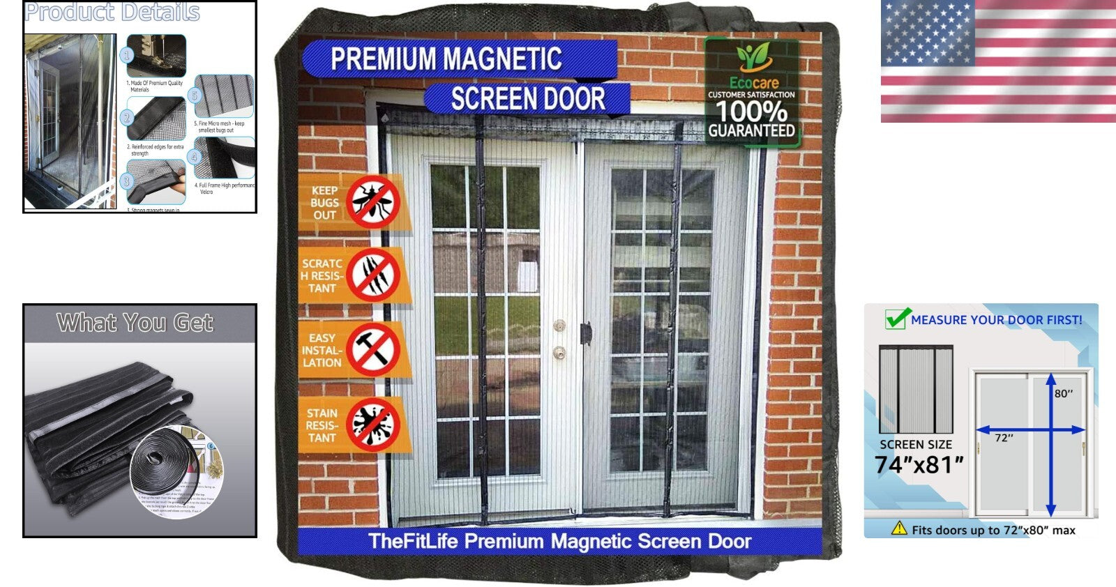 Durable Double Door Magnetic Screen Curtain - No Tools Required, Easy Setup