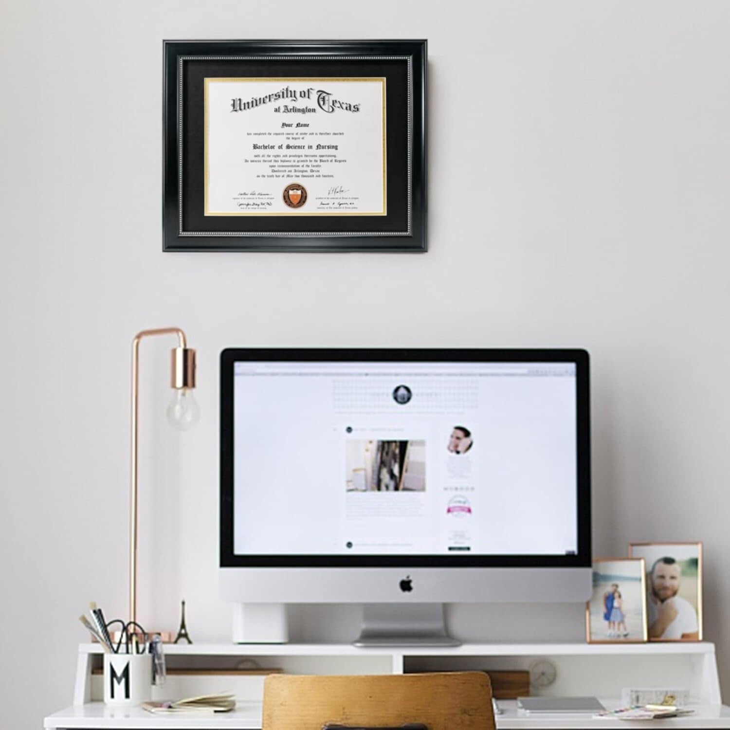 Elegant 2-Pack 8.5x11 Diploma Frame with UV Protection - Black & Silver Beads